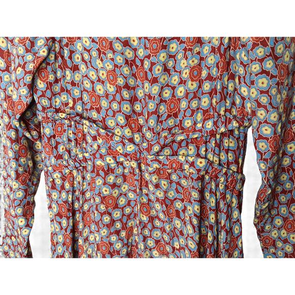 New Joie Eilish Floral Maxi Dress Fired Brick Multi Long Sleeve Boho Size S - Picture 12 of 16